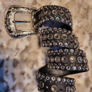 SOLD - Kippys 32" Iconic Swarovski Crystal Rhinestone 1.5" Belt & 3.5" Buckle